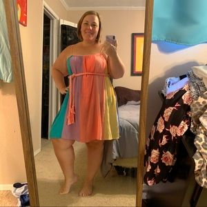 Impressions Boutique rainbow panel dress